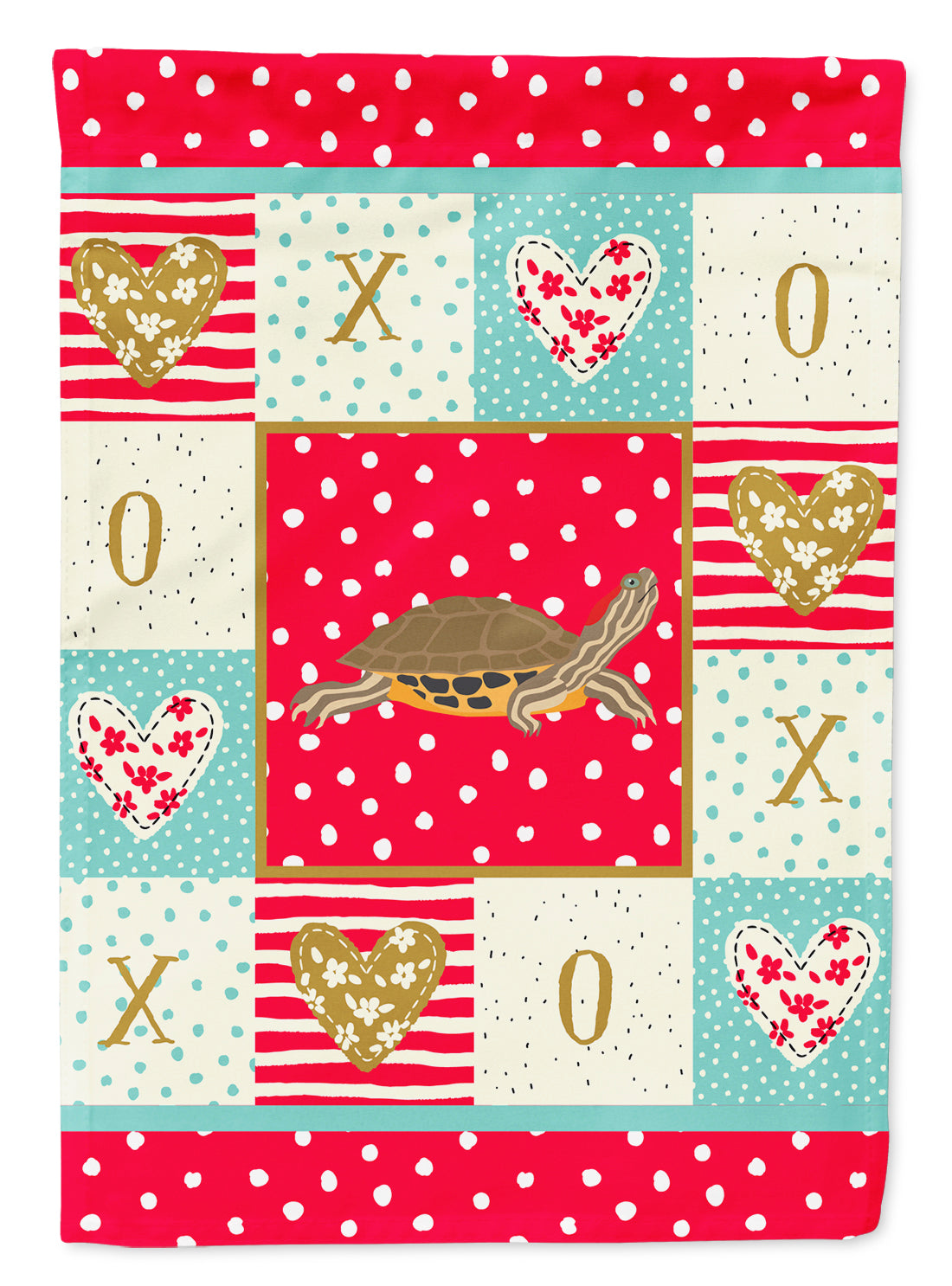Pond Slider Turtle House Flag 28x40 Porch Sleeve Pole Decorative Outside Yard Banner Artwork Wall Hanging, Polyester