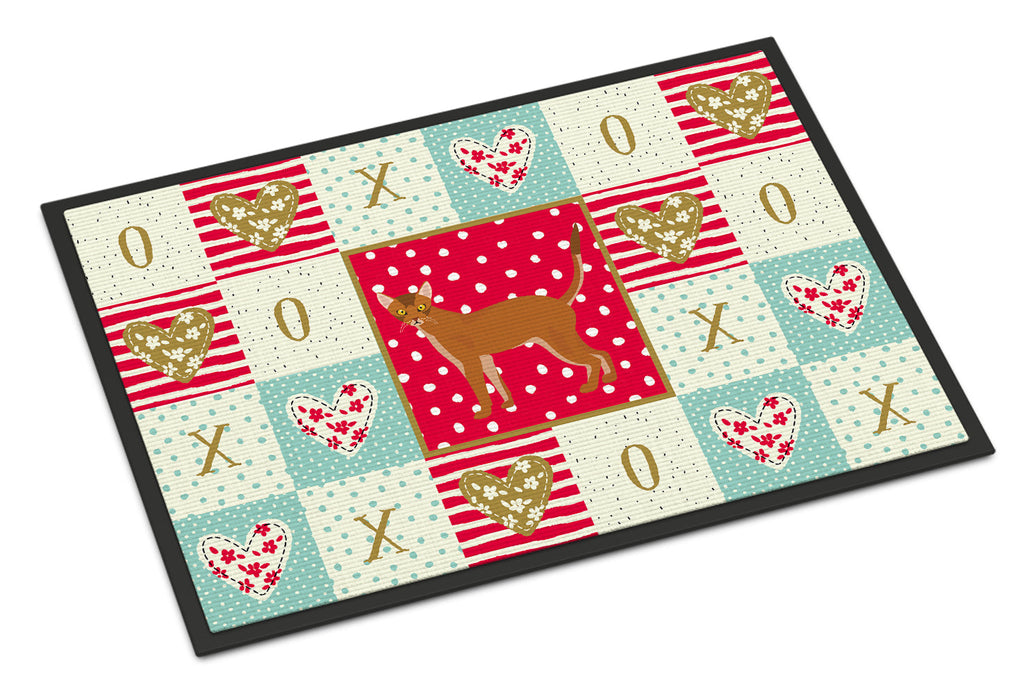 Red Abyssinian Cat Love Doormat Indoor Outdoor 24H X 36W Front Door Mat Rugs for Entryway, Non Slip Washable Low Pile,