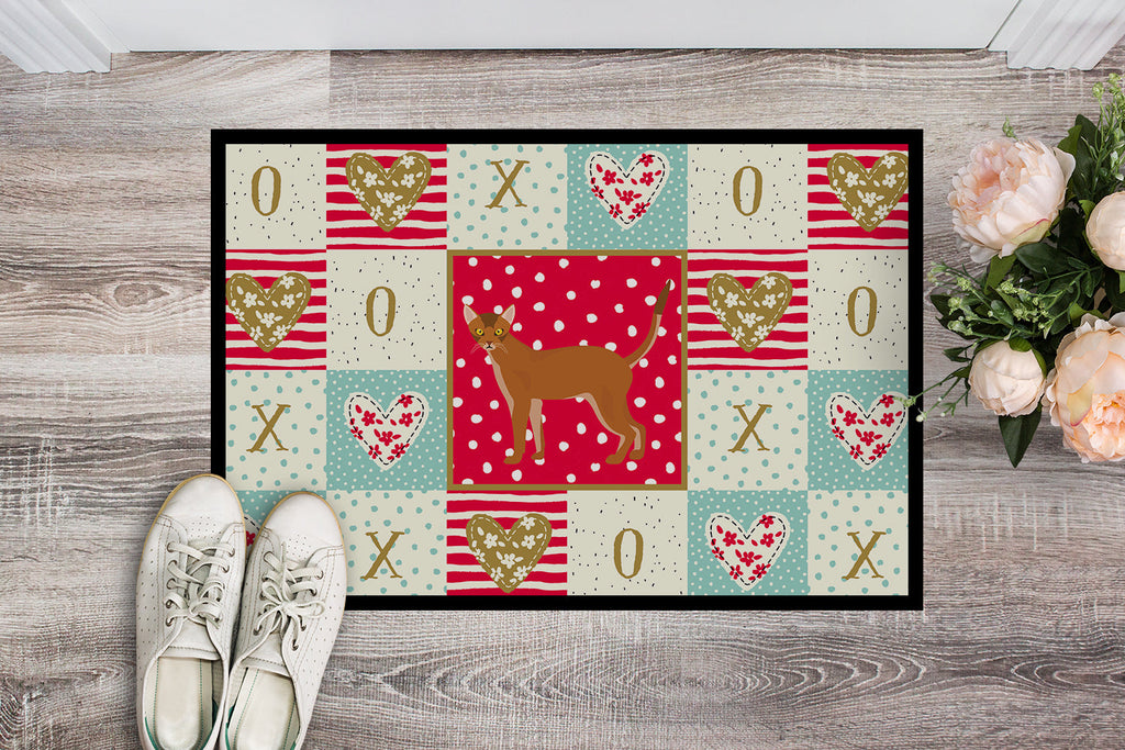 Red Abyssinian Cat Love Doormat Indoor Outdoor 24H X 36W Front Door Mat Rugs for Entryway, Non Slip Washable Low Pile,