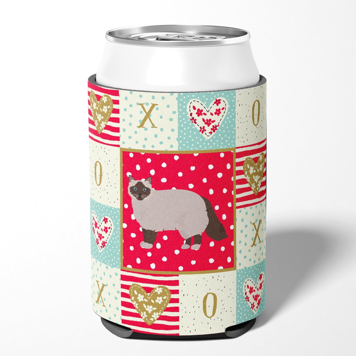 Birman Cat Love Can or Bottle Hugger Cooler Sleeve for Standard 12 oz Cans, Insulated Foam Beer & Soda Can Hugger Reusable