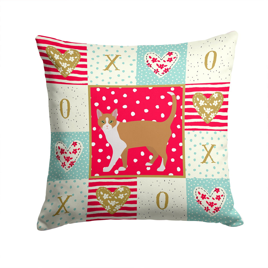 Brazilian Shorthair Cat Love Decorative Throw Pillow 14x14 Indoor Outdoor Accent Cushion, Fabric Cover with Insert for Sofa, Bed, Porch & Living Room
