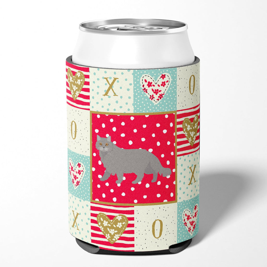 British Longhair Cat Love Can or Bottle Hugger Cooler Sleeve for Standard 12 oz Cans, Insulated Foam Beer & Soda Can Hugger Reusable