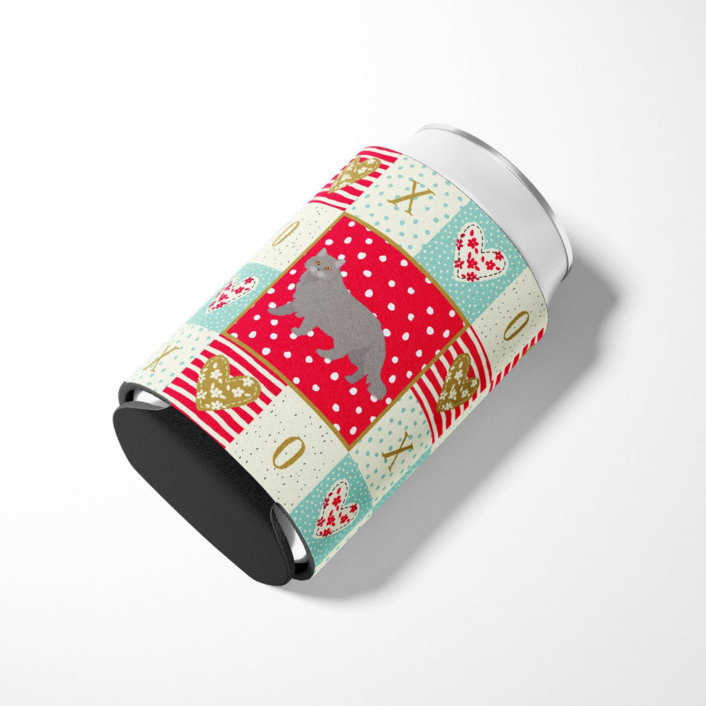 British Longhair Cat Love Can or Bottle Hugger Cooler Sleeve for Standard 12 oz Cans, Insulated Foam Beer & Soda Can Hugger Reusable