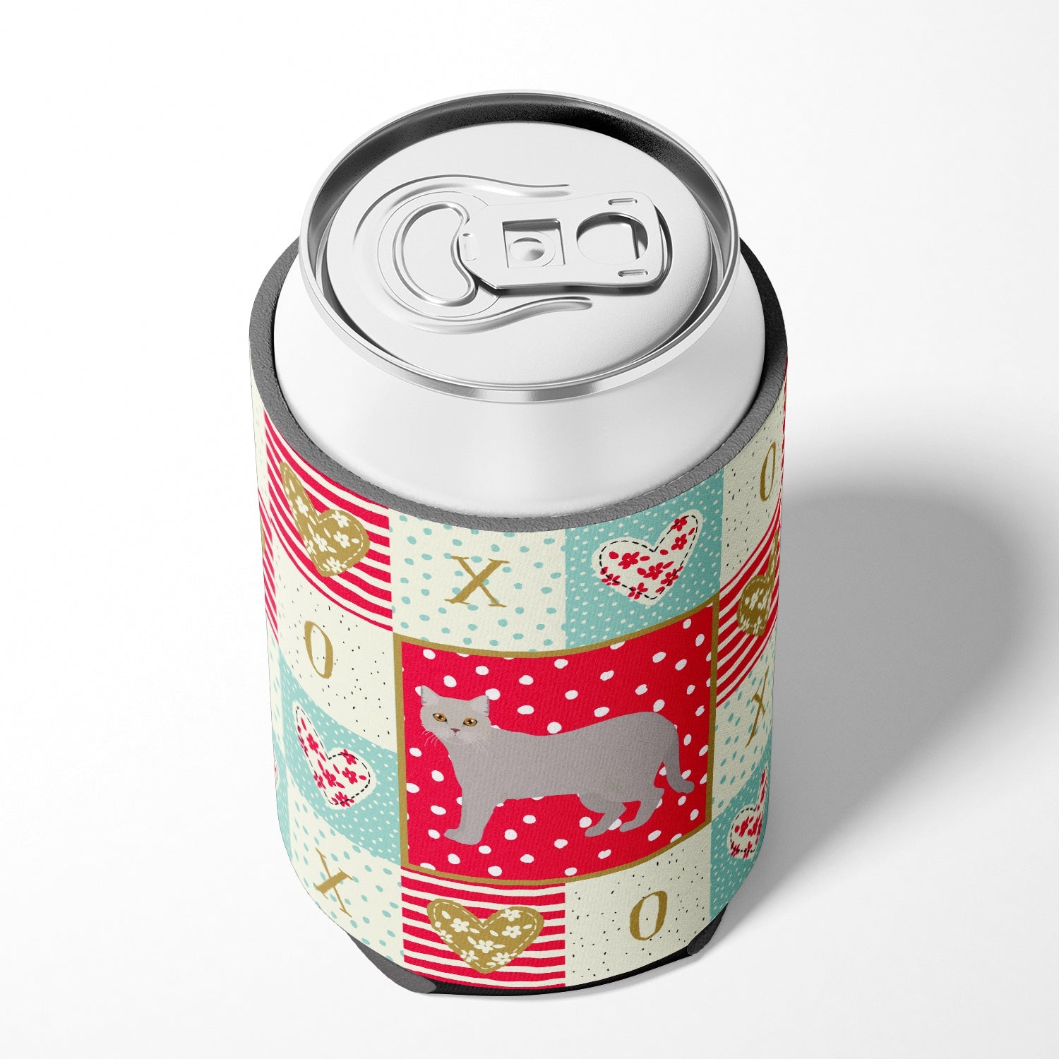 British Semi Longhair Cat Love Can or Bottle Hugger Cooler Sleeve for Standard 12 oz Cans, Insulated Foam Beer & Soda Can Hugger Reusable
