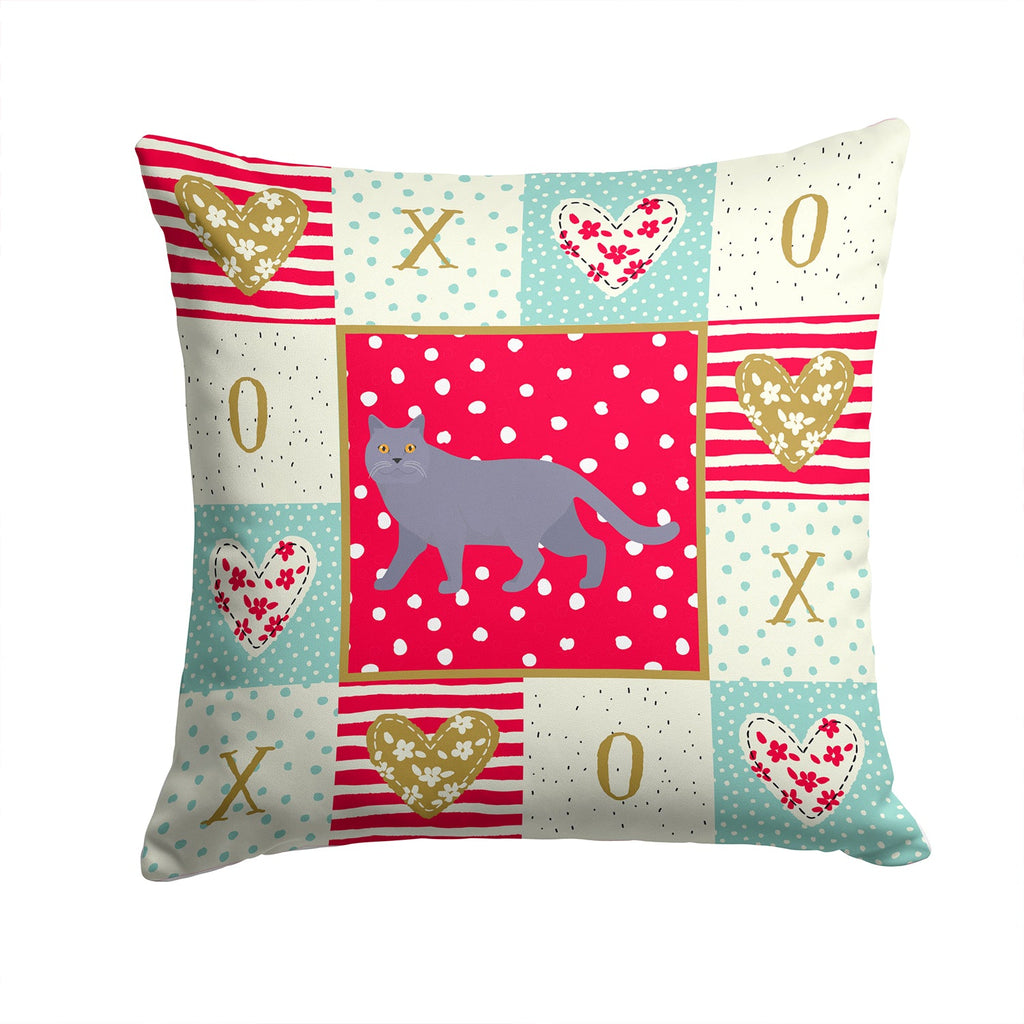 British Shorthair #1 Cat Love Decorative Throw Pillow 14x14 Indoor Outdoor Accent Cushion, Fabric Cover with Insert for Sofa, Bed, Porch & Living Room