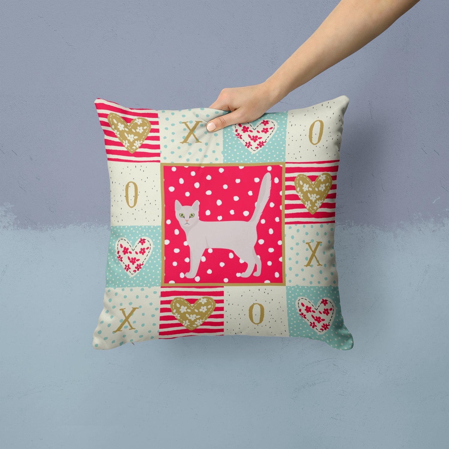 Burmilla Cat Love Decorative Throw Pillow 14x14 Indoor Outdoor Accent Cushion, Fabric Cover with Insert for Sofa, Bed, Porch & Living Room