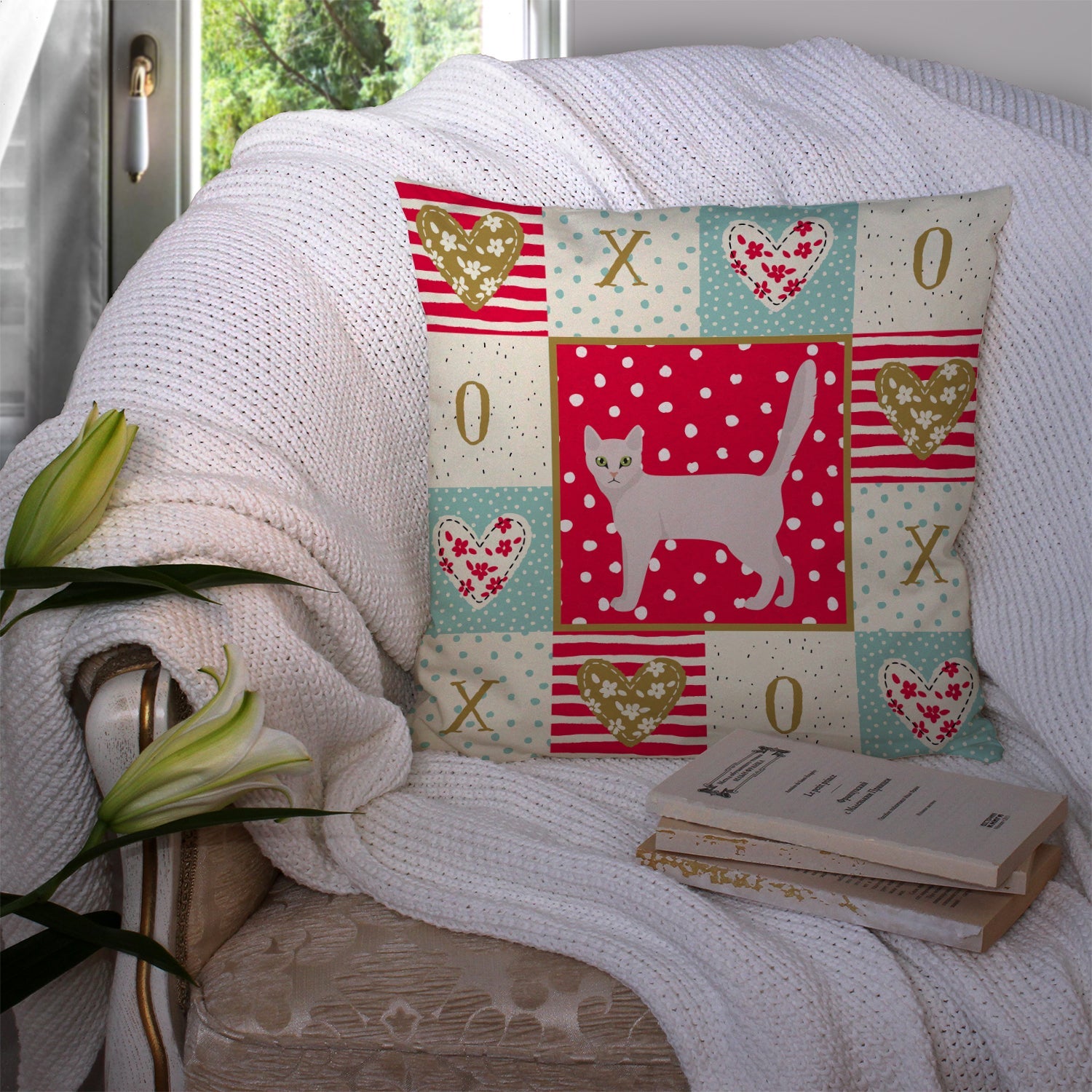 Burmilla Cat Love Decorative Throw Pillow 14x14 Indoor Outdoor Accent Cushion, Fabric Cover with Insert for Sofa, Bed, Porch & Living Room