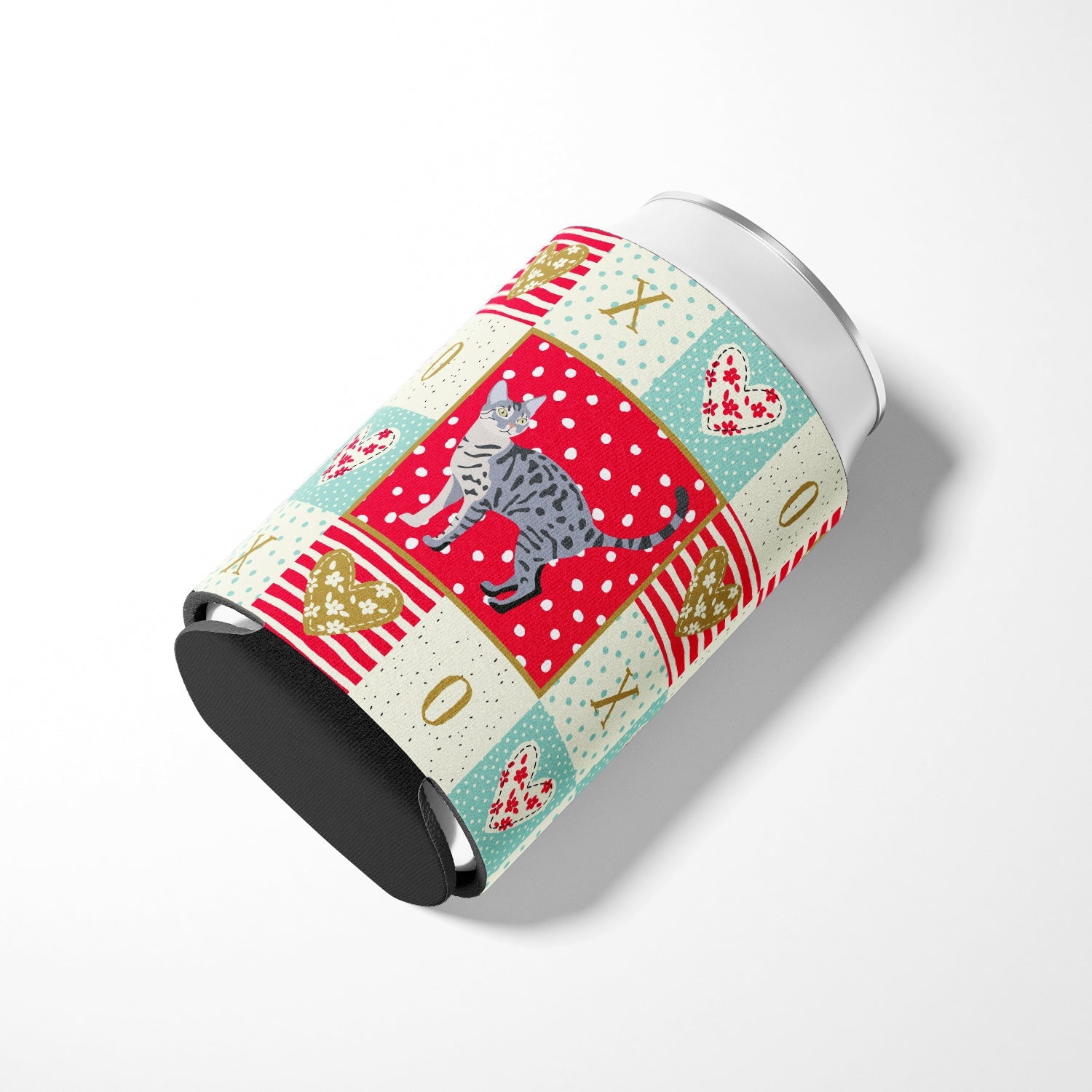 California Spangled #1 Cat Love Can or Bottle Hugger Cooler Sleeve for Standard 12 oz Cans, Insulated Foam Beer & Soda Can Hugger Reusable