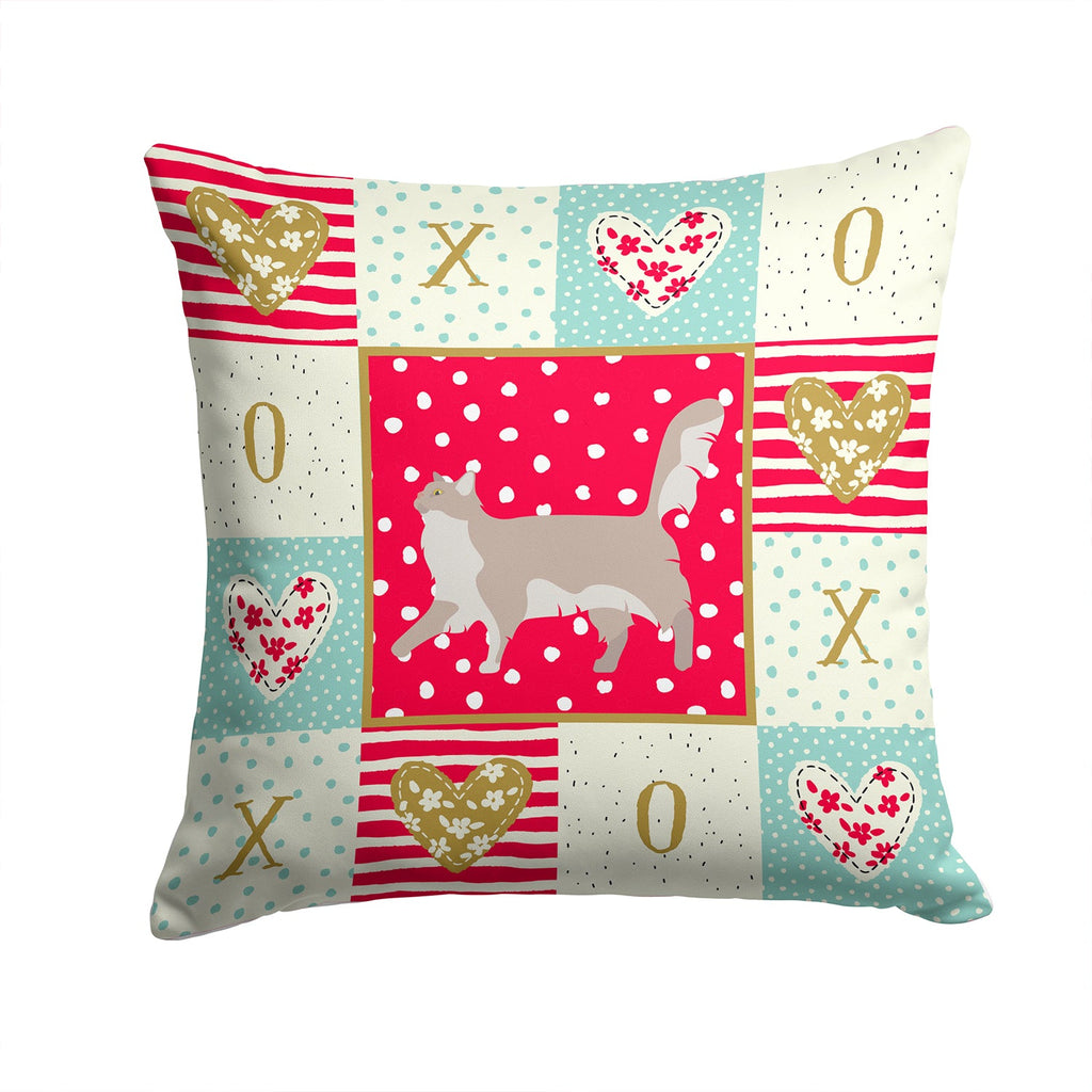 Chantilly Tiffany Cat Love Decorative Throw Pillow 14x14 Indoor Outdoor Accent Cushion, Fabric Cover with Insert for Sofa, Bed, Porch & Living Room