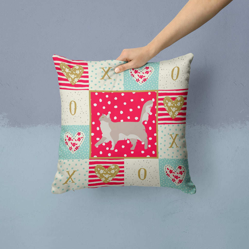 Chantilly Tiffany Cat Love Decorative Throw Pillow 14x14 Indoor Outdoor Accent Cushion, Fabric Cover with Insert for Sofa, Bed, Porch & Living Room