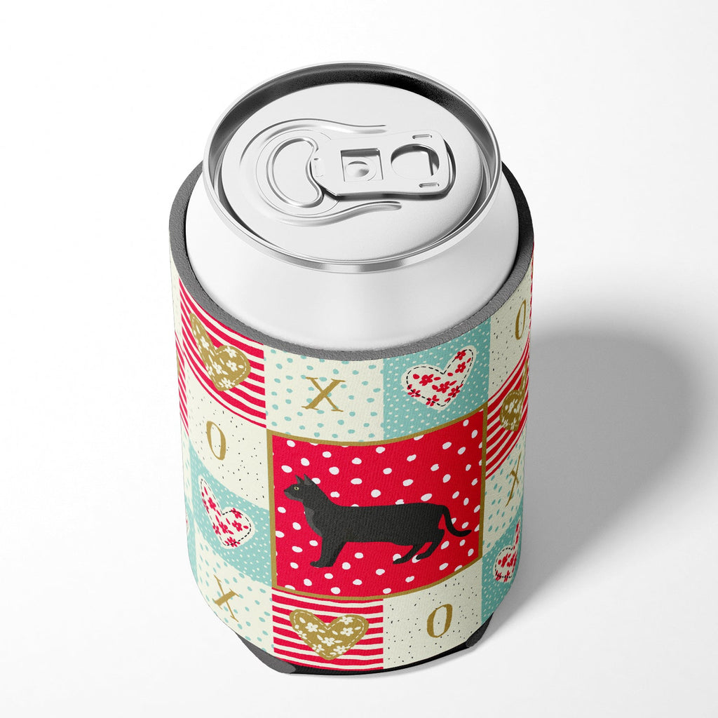 Chausie Black Cat Love Can or Bottle Hugger Cooler Sleeve for Standard 12 oz Cans, Insulated Foam Beer & Soda Can Hugger Reusable