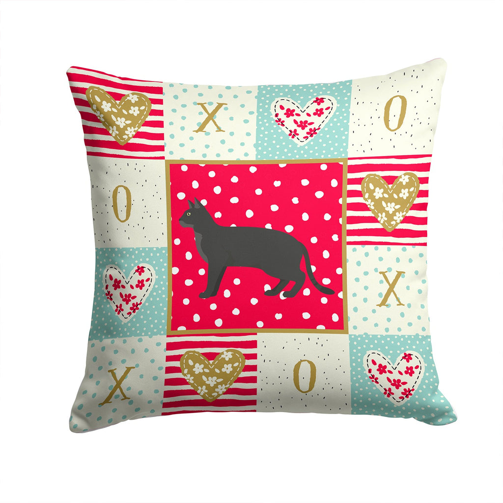 Chausie Black Cat Love Decorative Throw Pillow 14x14 Indoor Outdoor Accent Cushion, Fabric Cover with Insert for Sofa, Bed, Porch & Living Room