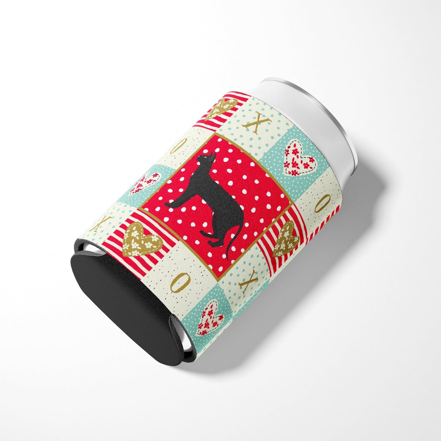 Black Cornish Rex Cat Love Can or Bottle Hugger Cooler Sleeve for Standard 12 oz Cans, Insulated Foam Beer & Soda Can Hugger Reusable