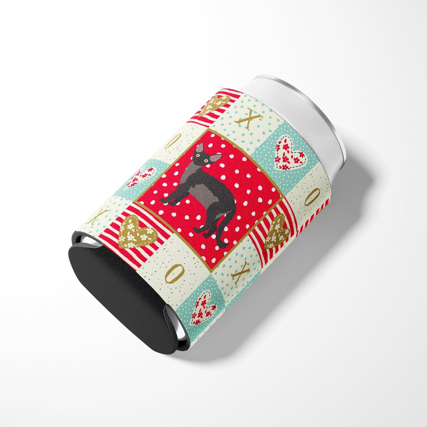 Devon Rex Cat Love Can or Bottle Hugger Cooler Sleeve for Standard 12 oz Cans, Insulated Foam Beer & Soda Can Hugger Reusable