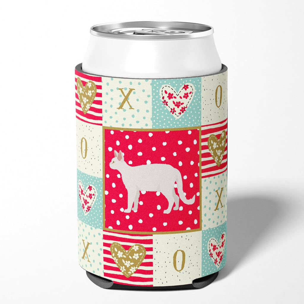White Devon Rex Cat Love Can or Bottle Hugger Cooler Sleeve for Standard 12 oz Cans, Insulated Foam Beer & Soda Can Hugger Reusable