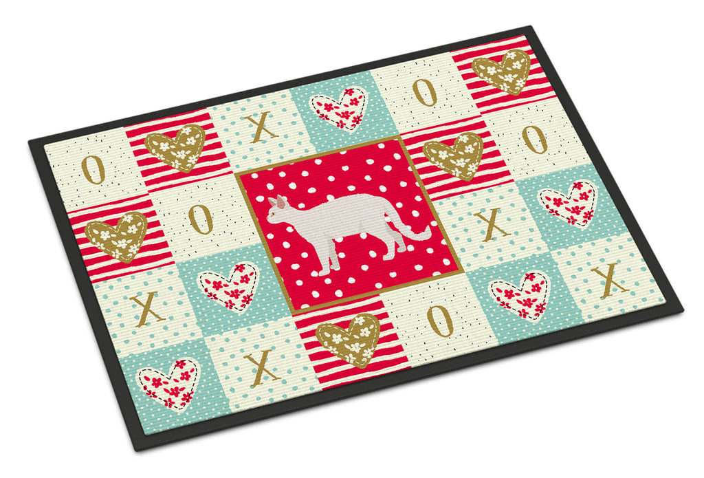 White Devon Rex Cat Love Doormat Indoor Outdoor 24H X 36W Front Door Mat Rugs for Entryway, Non Slip Washable Low Pile,
