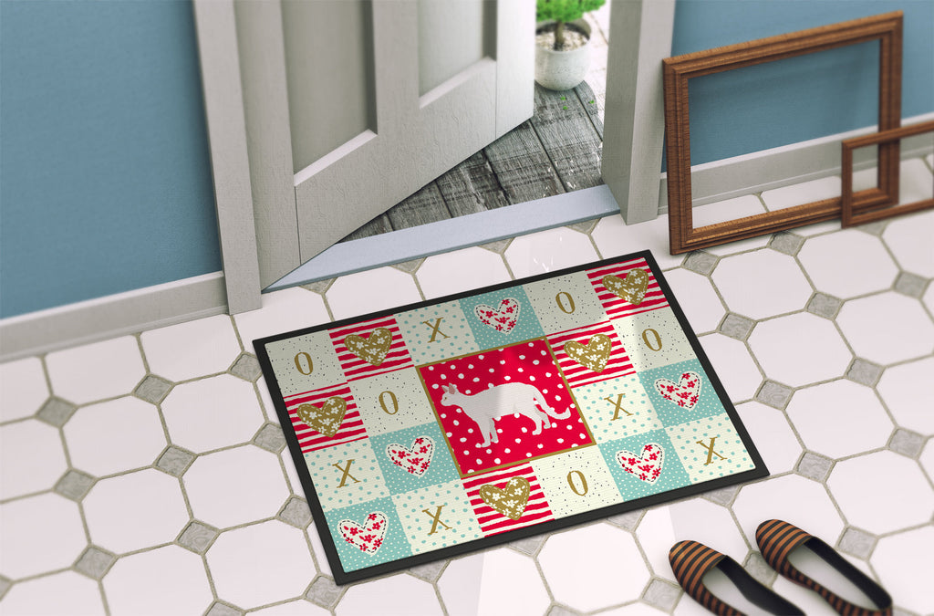 White Devon Rex Cat Love Doormat Indoor Outdoor 18H X 27W Front Door Mat Rugs for Entryway, Non Slip Washable