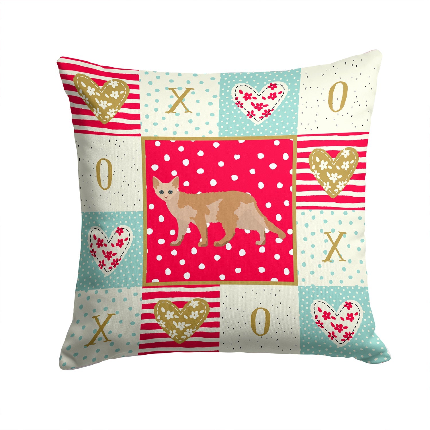 Devon Rex #3 Cat Love Decorative Throw Pillow 14x14 Indoor Outdoor Accent Cushion, Fabric Cover with Insert for Sofa, Bed, Porch & Living Room