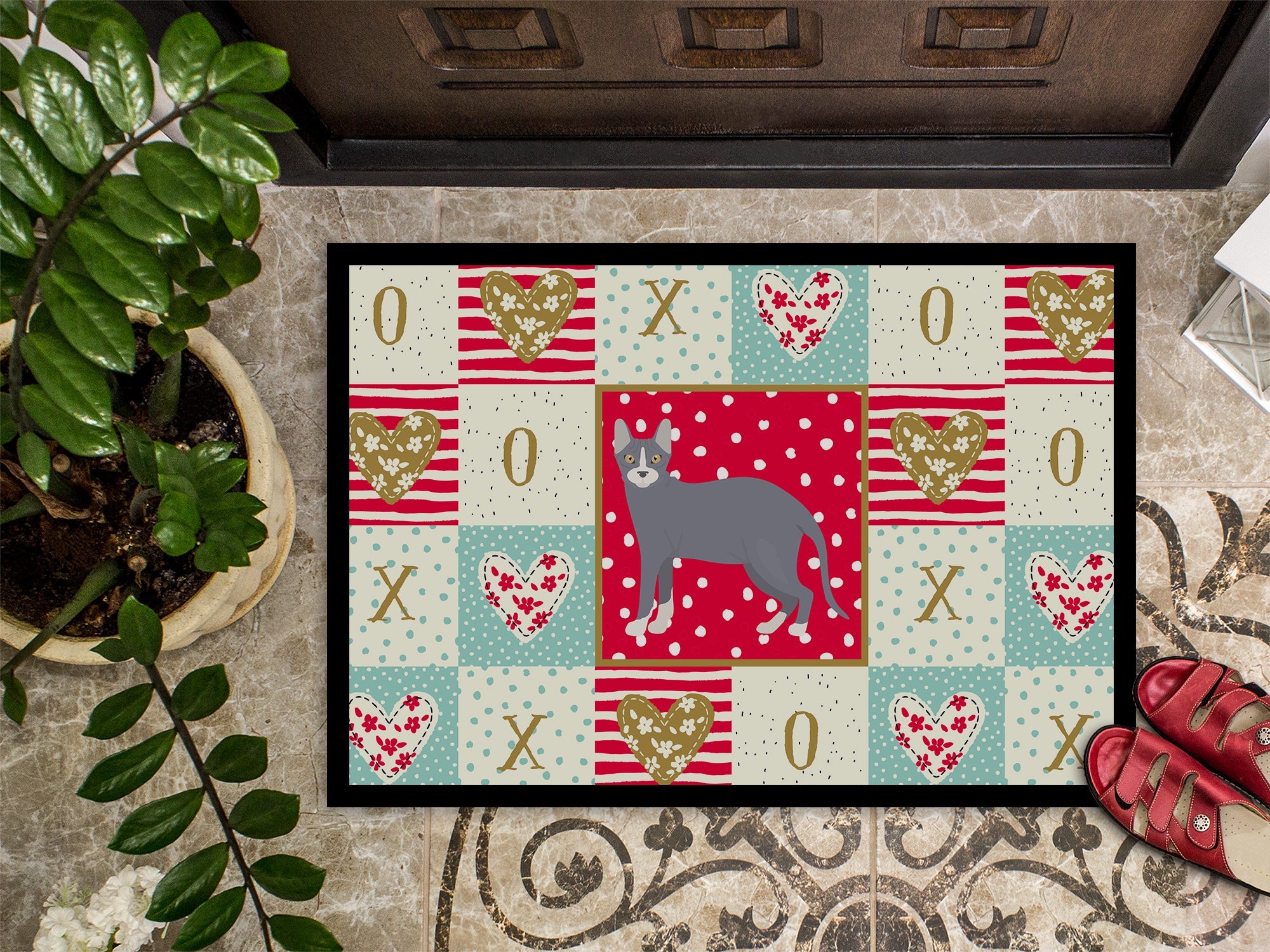 Don Sphynx #2 Cat Love Doormat Indoor Outdoor 18H X 27W Front Door Mat Rugs for Entryway, Non Slip Washable