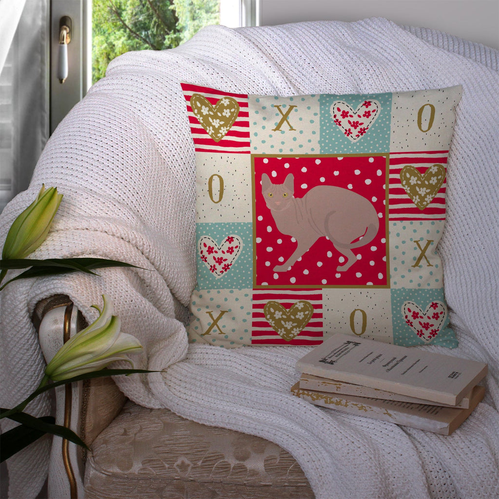 Don Sphynx #3 Cat Love Decorative Throw Pillow 14x14 Indoor Outdoor Accent Cushion, Fabric Cover with Insert for Sofa, Bed, Porch & Living Room