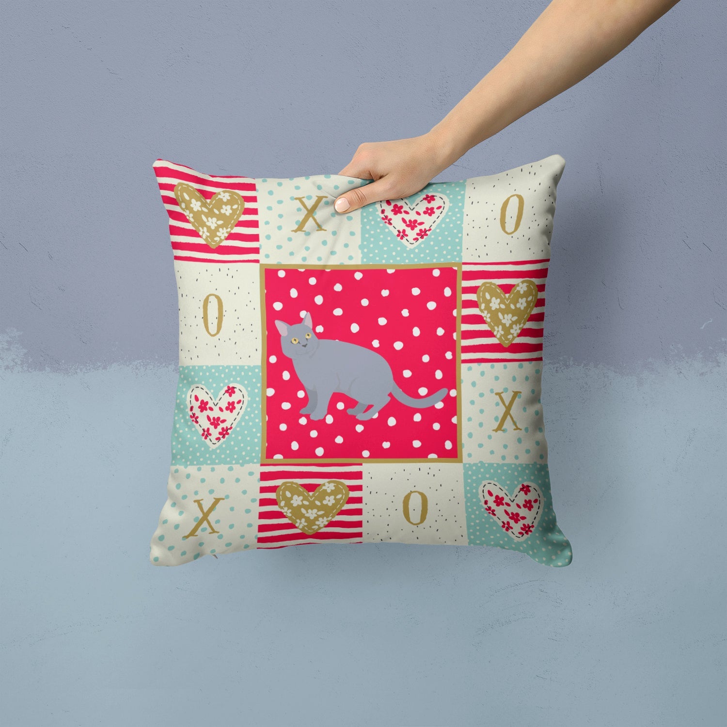European Shorthair #3 Cat Love Decorative Throw Pillow 14x14 Indoor Outdoor Accent Cushion, Fabric Cover with Insert for Sofa, Bed, Porch & Living Room