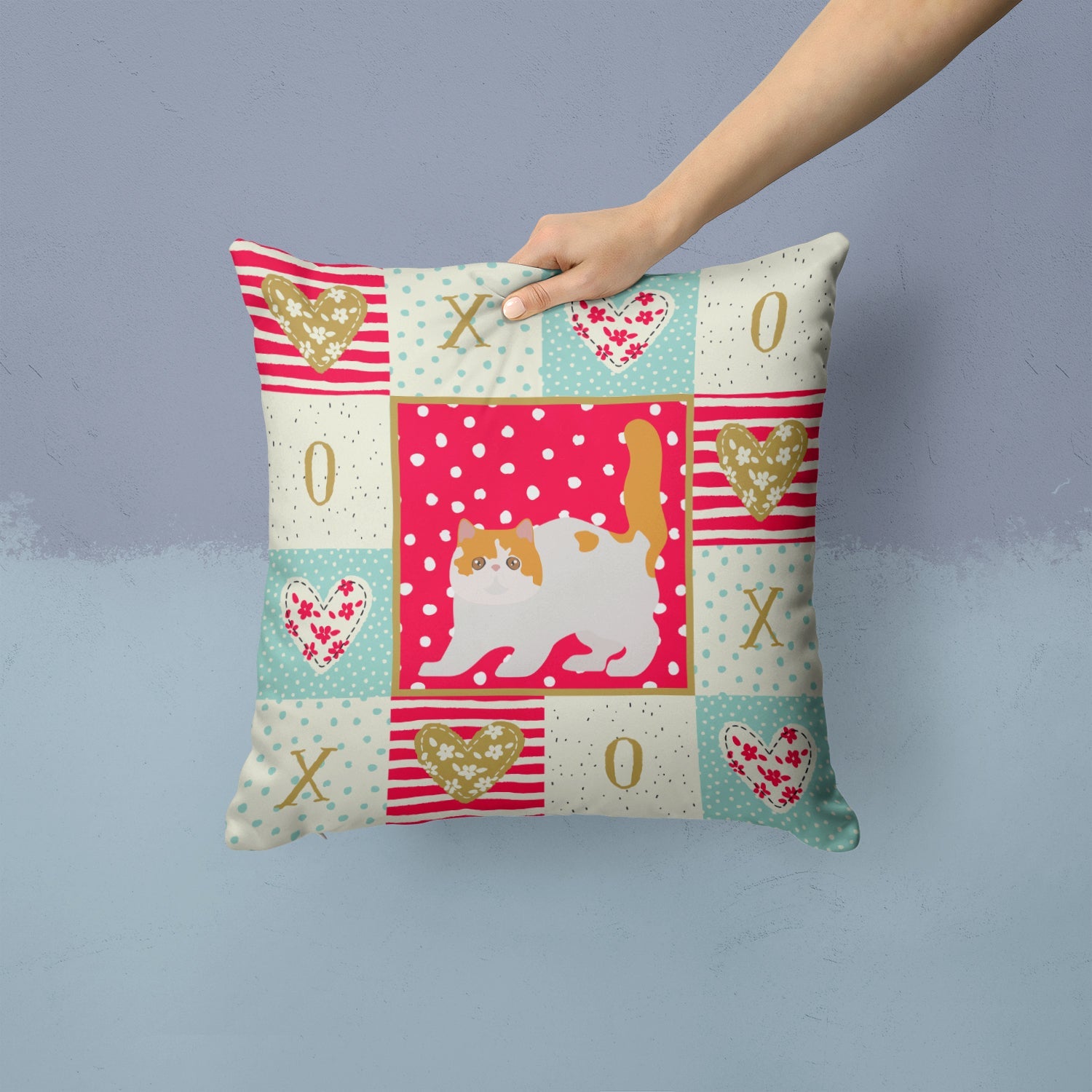 Exotic Shorthair #4 Cat Love Decorative Throw Pillow 14x14 Indoor Outdoor Accent Cushion, Fabric Cover with Insert for Sofa, Bed, Porch & Living Room