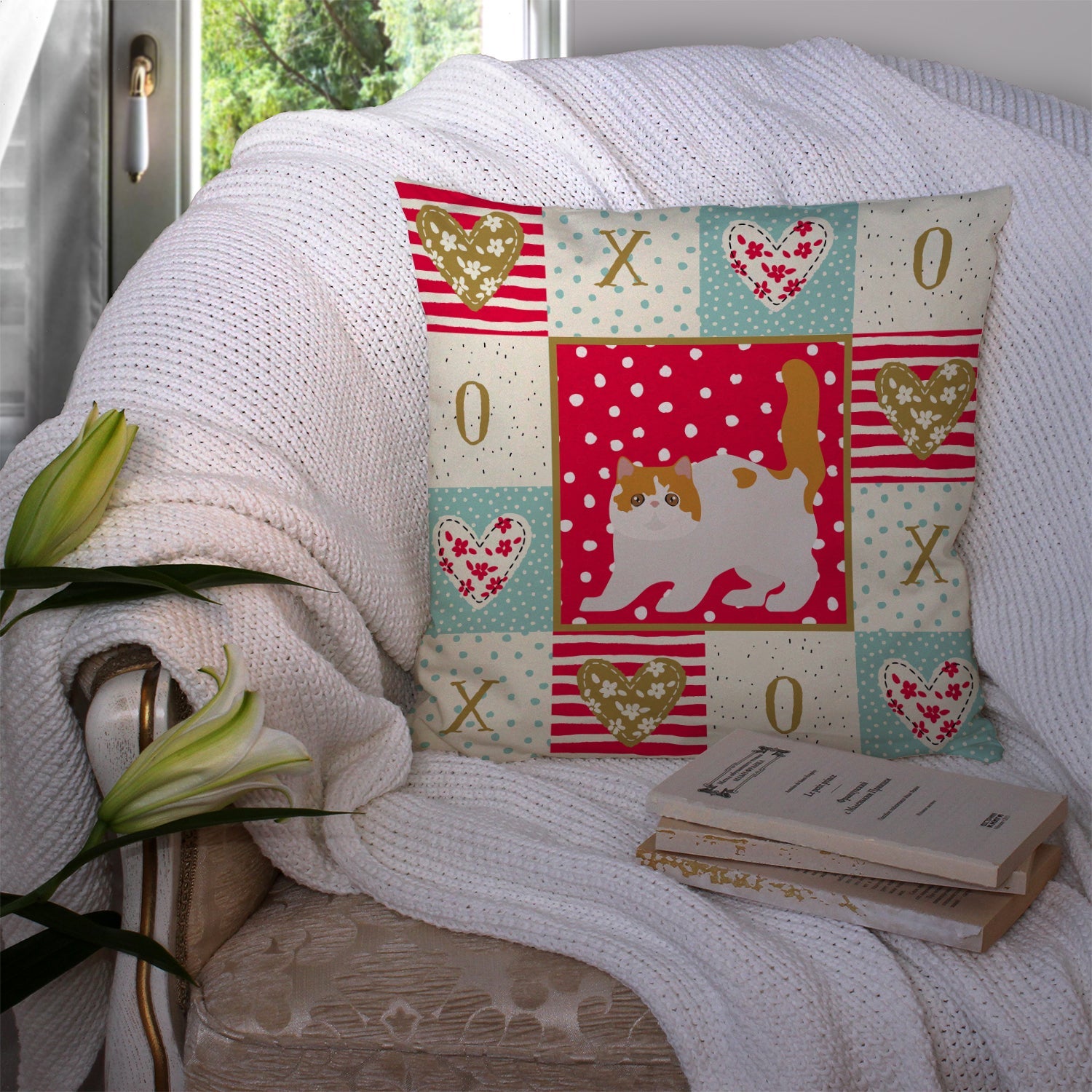 Exotic Shorthair #4 Cat Love Decorative Throw Pillow 14x14 Indoor Outdoor Accent Cushion, Fabric Cover with Insert for Sofa, Bed, Porch & Living Room