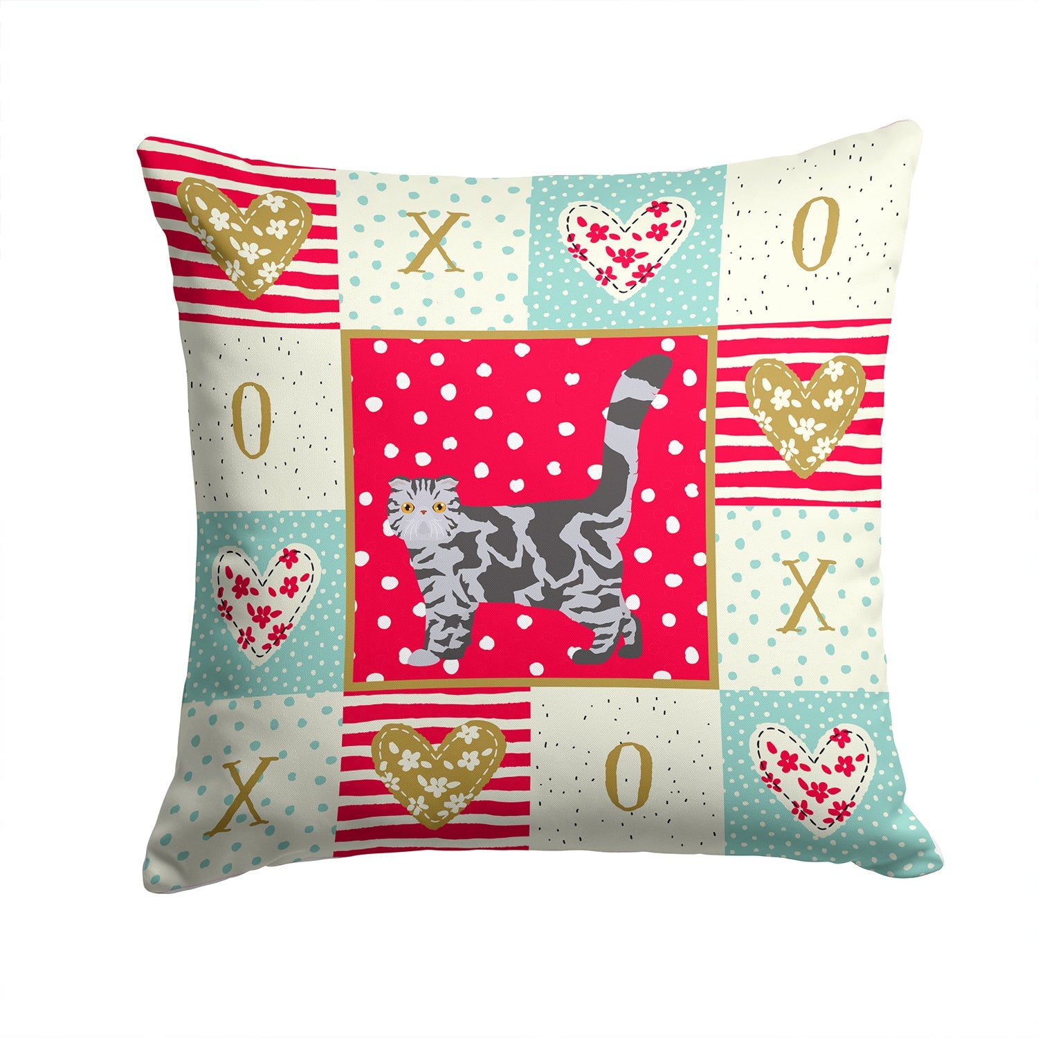 Foldex Exotic Fold #1 Cat Love Decorative Throw Pillow 14x14 Indoor Outdoor Accent Cushion, Fabric Cover with Insert for Sofa, Bed, Porch & Living Room