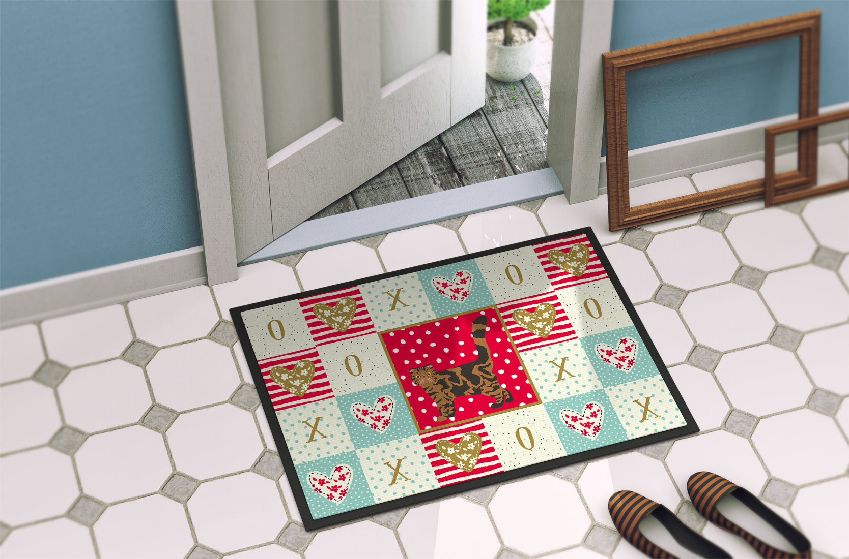 Foldex Exotic Fold #2 Cat Love Doormat Indoor Outdoor 18H X 27W Front Door Mat Rugs for Entryway, Non Slip Washable