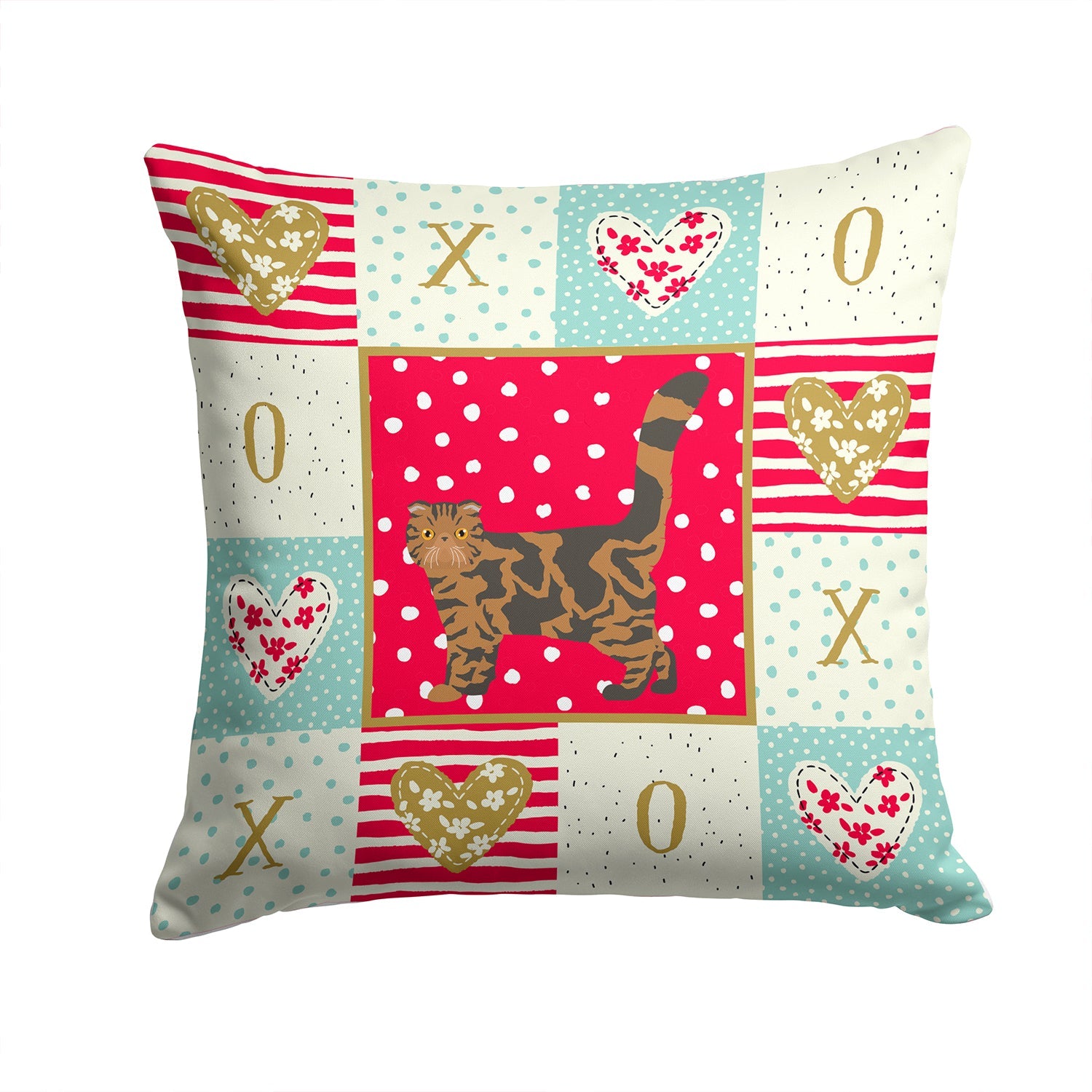 Foldex Exotic Fold #2 Cat Love Decorative Throw Pillow 14x14 Indoor Outdoor Accent Cushion, Fabric Cover with Insert for Sofa, Bed, Porch & Living Room