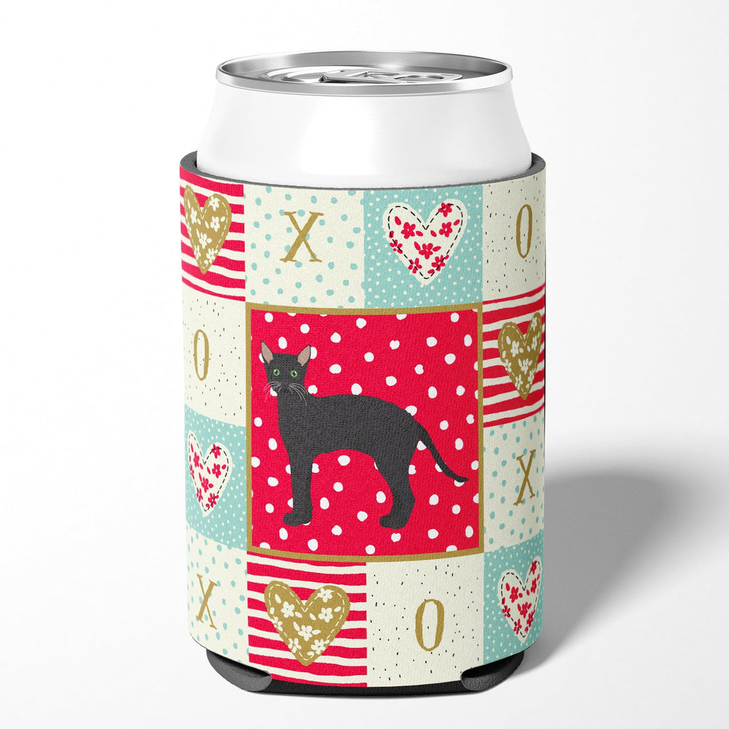Black German Rex Cat Love Can or Bottle Hugger Cooler Sleeve for Standard 12 oz Cans, Insulated Foam Beer & Soda Can Hugger Reusable
