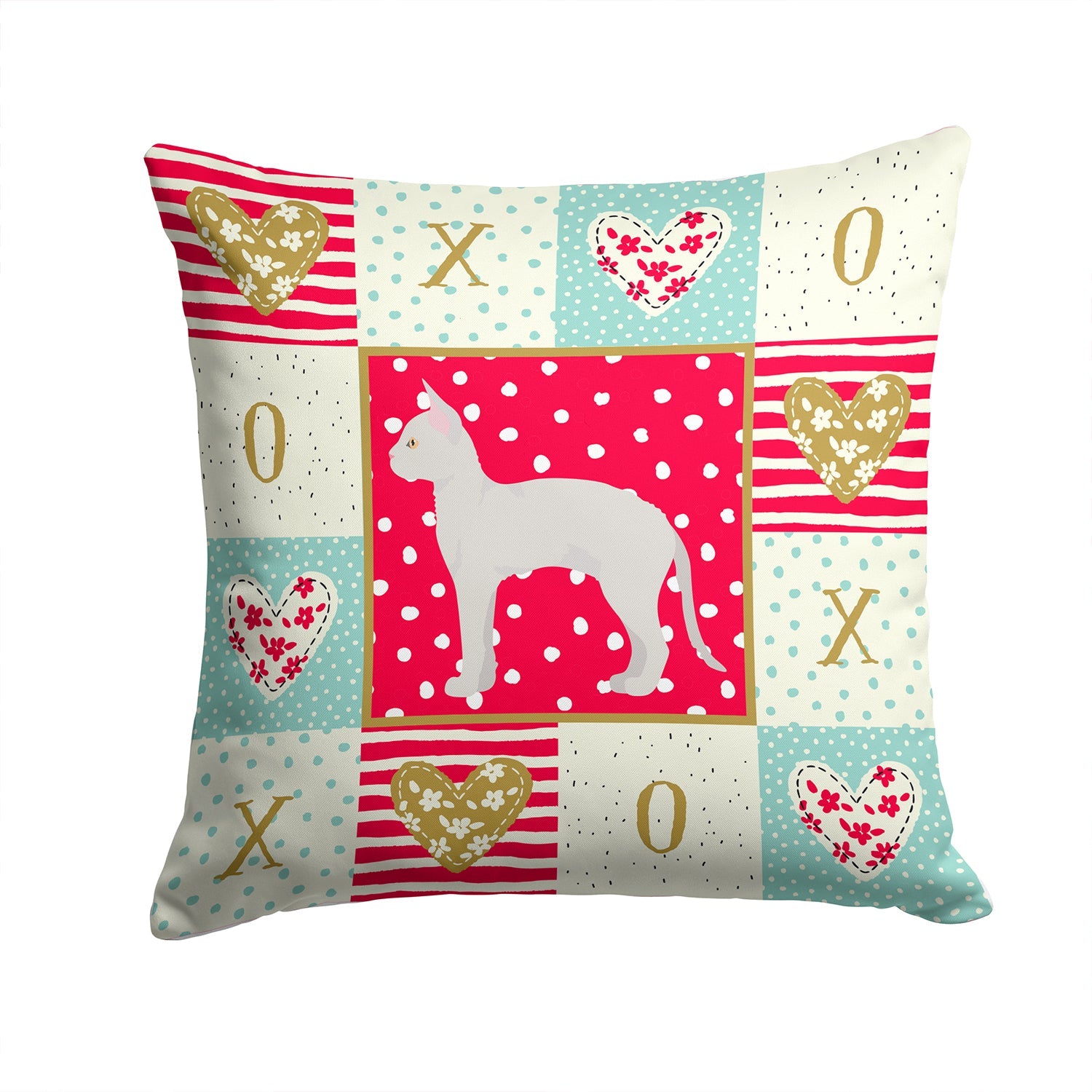 German Rex #3 Cat Love Decorative Throw Pillow 14x14 Indoor Outdoor Accent Cushion, Fabric Cover with Insert for Sofa, Bed, Porch & Living Room