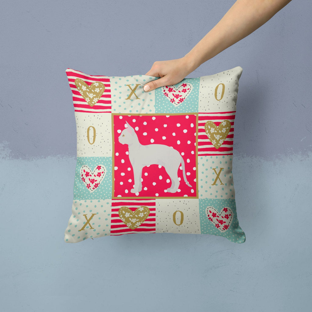 German Rex #3 Cat Love Decorative Throw Pillow 14x14 Indoor Outdoor Accent Cushion, Fabric Cover with Insert for Sofa, Bed, Porch & Living Room