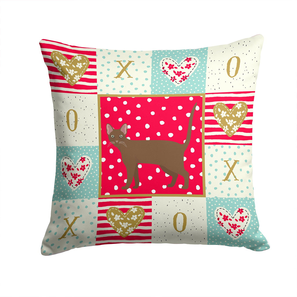 Havana Brown Cat Love Decorative Throw Pillow 14x14 Indoor Outdoor Accent Cushion, Fabric Cover with Insert for Sofa, Bed, Porch & Living Room