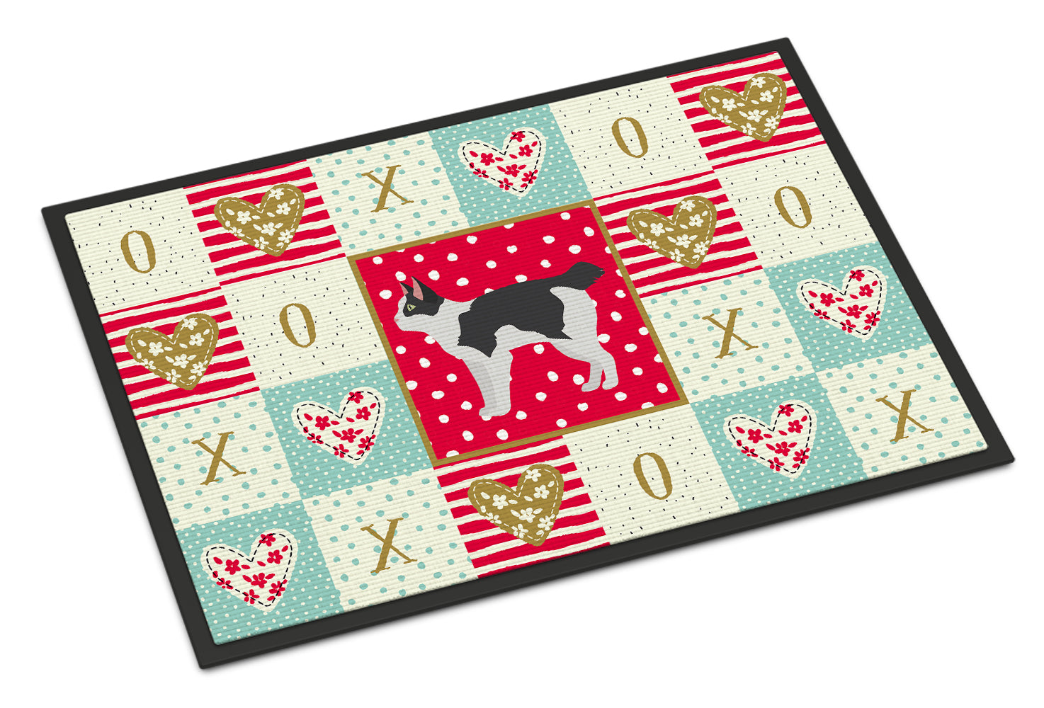 Japanese Bobtail Cat Love Doormat Indoor Outdoor 24H X 36W Front Door Mat Rugs for Entryway, Non Slip Washable Low Pile,
