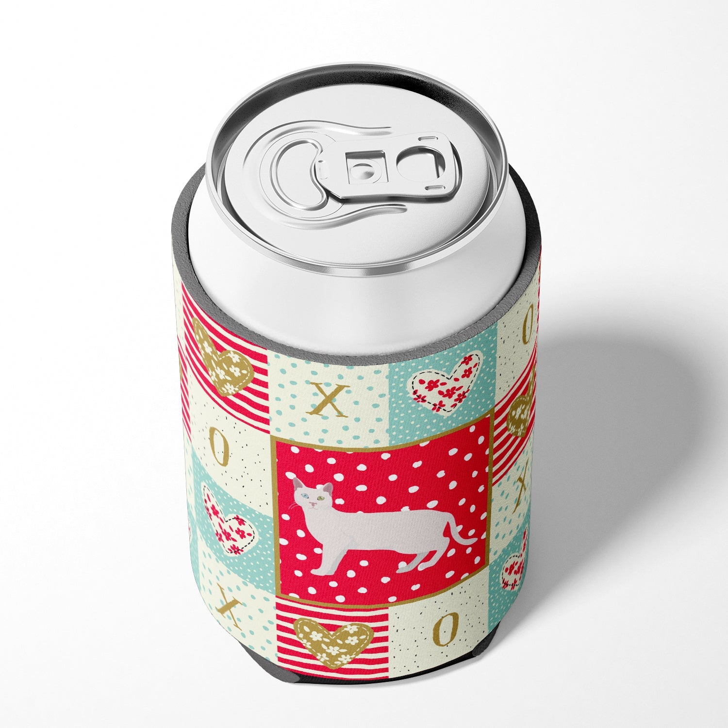 Khao Manee #1 Cat Love Can or Bottle Hugger Cooler Sleeve for Standard 12 oz Cans, Insulated Foam Beer & Soda Can Hugger Reusable