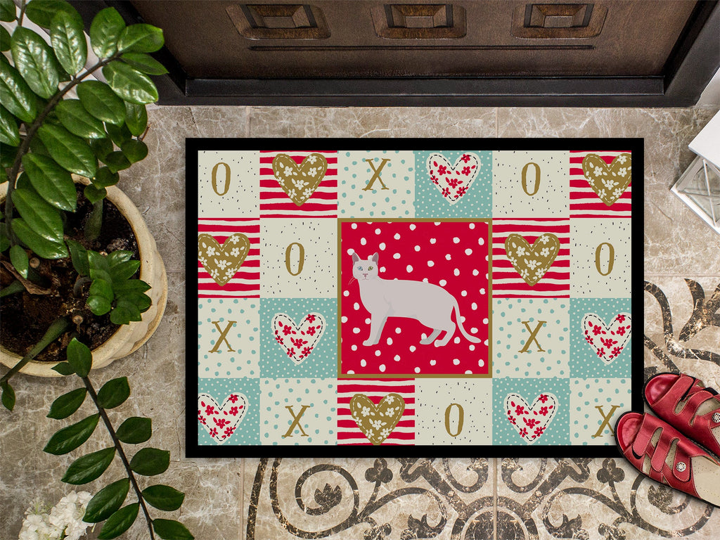 Khao Manee #1 Cat Love Doormat Indoor Outdoor 24H X 36W Front Door Mat Rugs for Entryway, Non Slip Washable Low Pile,