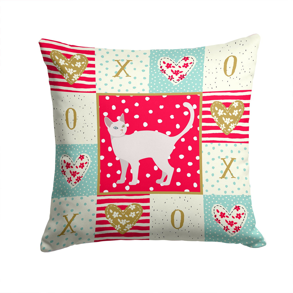 Khao Manee #2 Cat Love Decorative Throw Pillow 14x14 Indoor Outdoor Accent Cushion, Fabric Cover with Insert for Sofa, Bed, Porch & Living Room