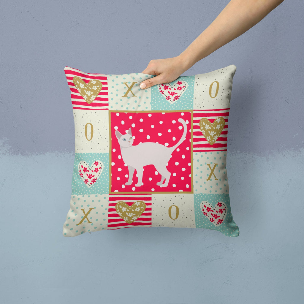 Khao Manee #2 Cat Love Decorative Throw Pillow 14x14 Indoor Outdoor Accent Cushion, Fabric Cover with Insert for Sofa, Bed, Porch & Living Room