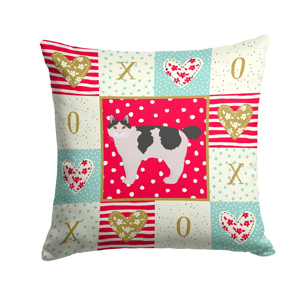 Kurilian Bobtail #2 Cat Love Decorative Throw Pillow 14x14 Indoor Outdoor Accent Cushion, Fabric Cover with Insert for Sofa, Bed, Porch & Living Room