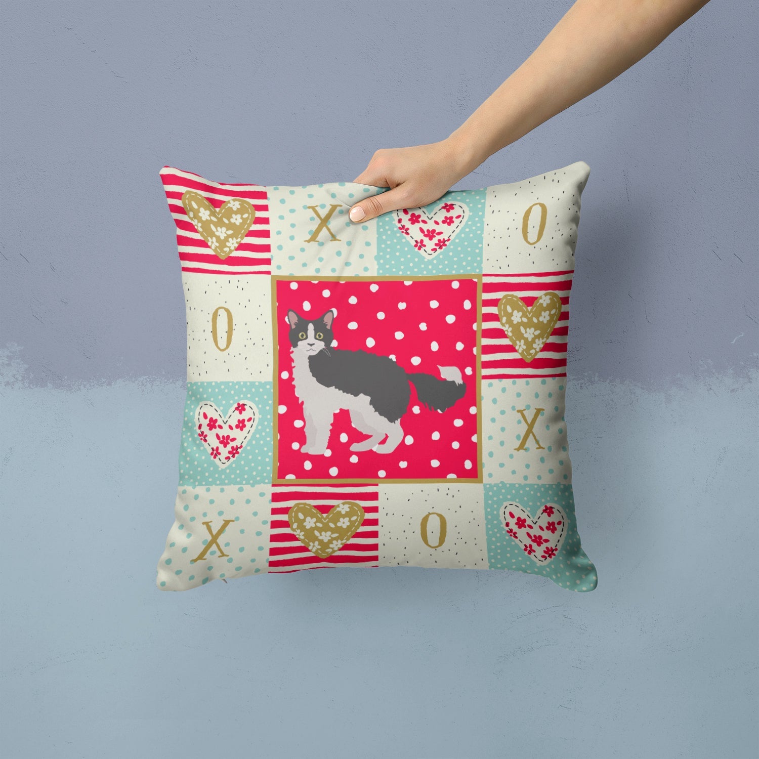 La Perm #1 Cat Love Decorative Throw Pillow 14x14 Indoor Outdoor Accent Cushion, Fabric Cover with Insert for Sofa, Bed, Porch & Living Room