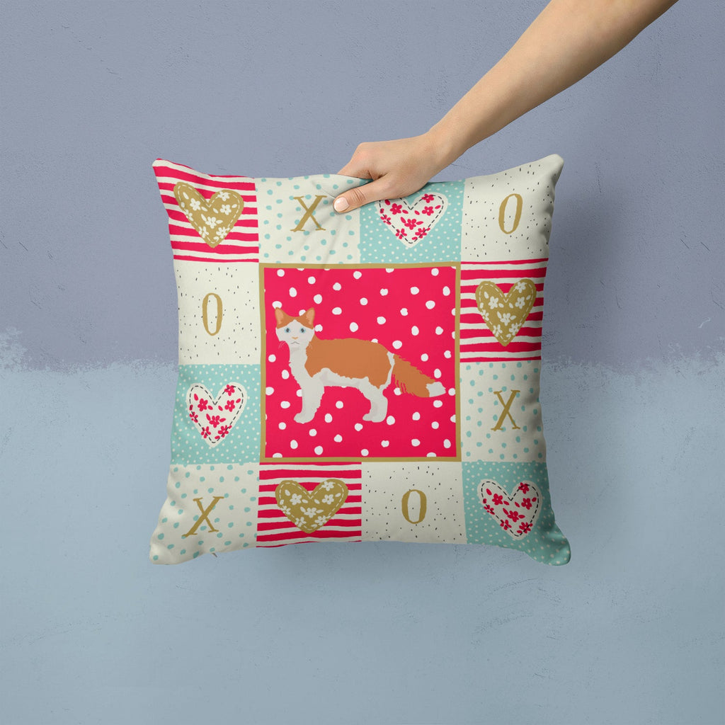 La Perm #2 Cat Love Decorative Throw Pillow 14x14 Indoor Outdoor Accent Cushion, Fabric Cover with Insert for Sofa, Bed, Porch & Living Room