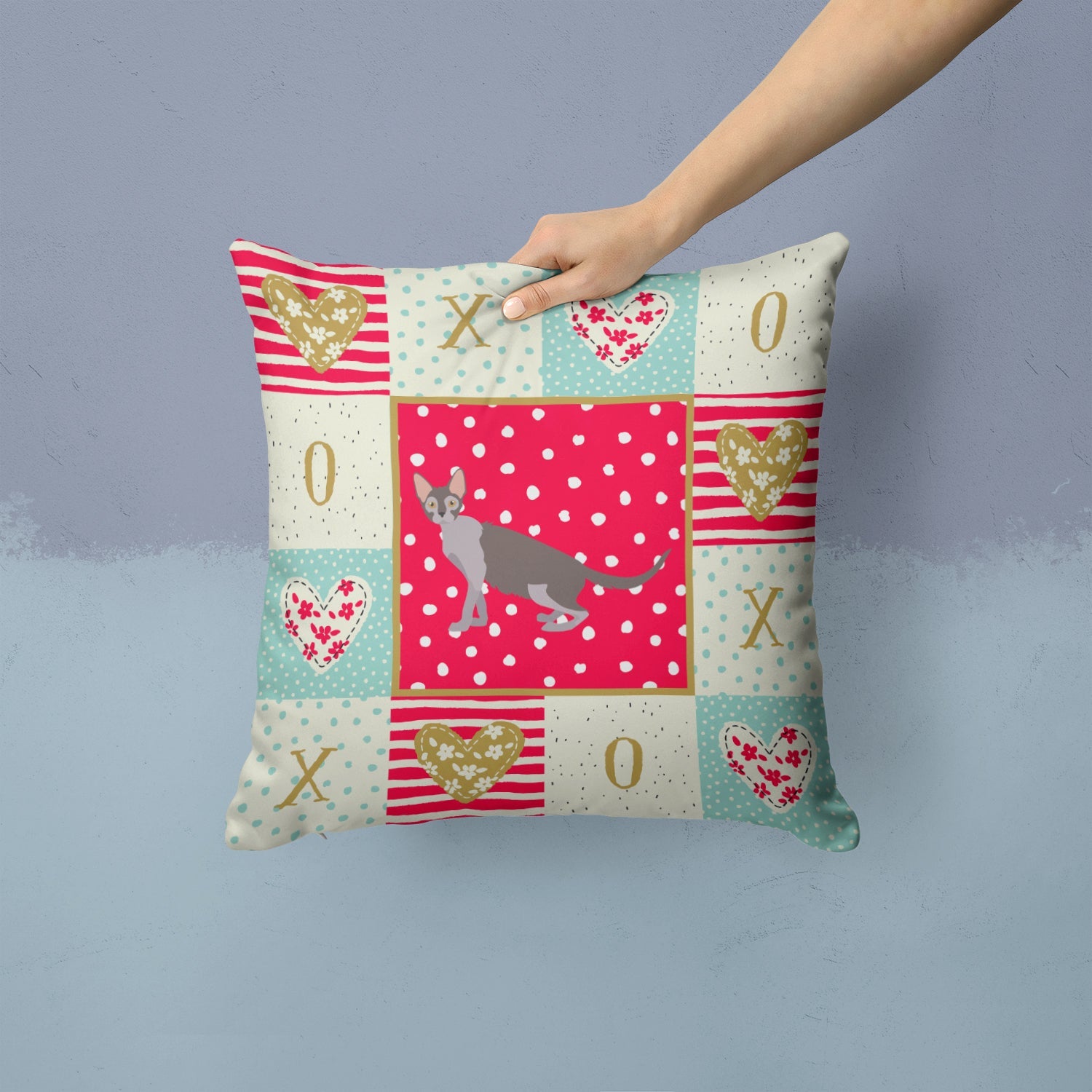 Lykoi #2 Cat Love Decorative Throw Pillow 14x14 Indoor Outdoor Accent Cushion, Fabric Cover with Insert for Sofa, Bed, Porch & Living Room