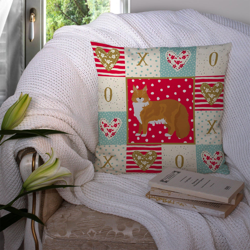 Maine Coon #1 Cat Love Decorative Throw Pillow 14x14 Indoor Outdoor Accent Cushion, Fabric Cover with Insert for Sofa, Bed, Porch & Living Room
