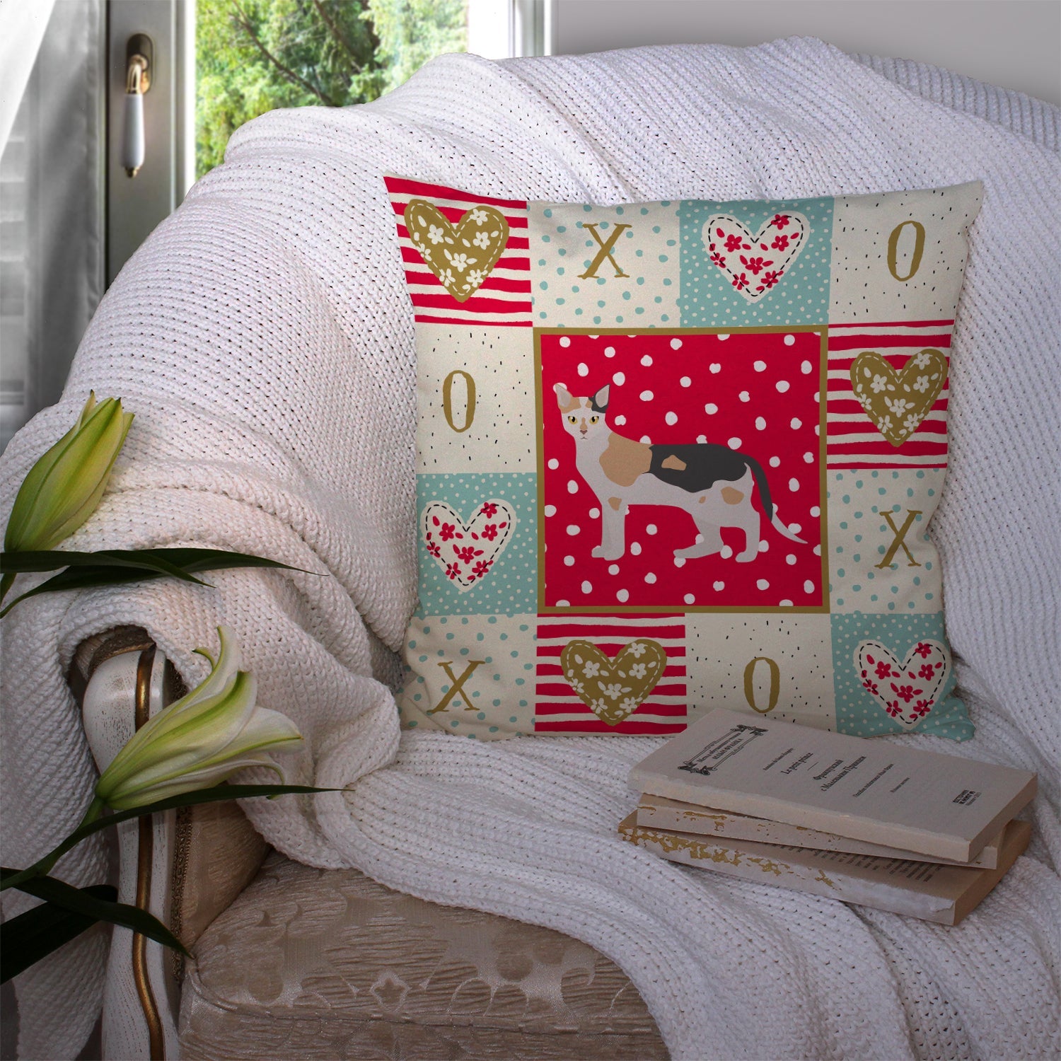 Malayan #1 Cat Love Decorative Throw Pillow 14x14 Indoor Outdoor Accent Cushion, Fabric Cover with Insert for Sofa, Bed, Porch & Living Room