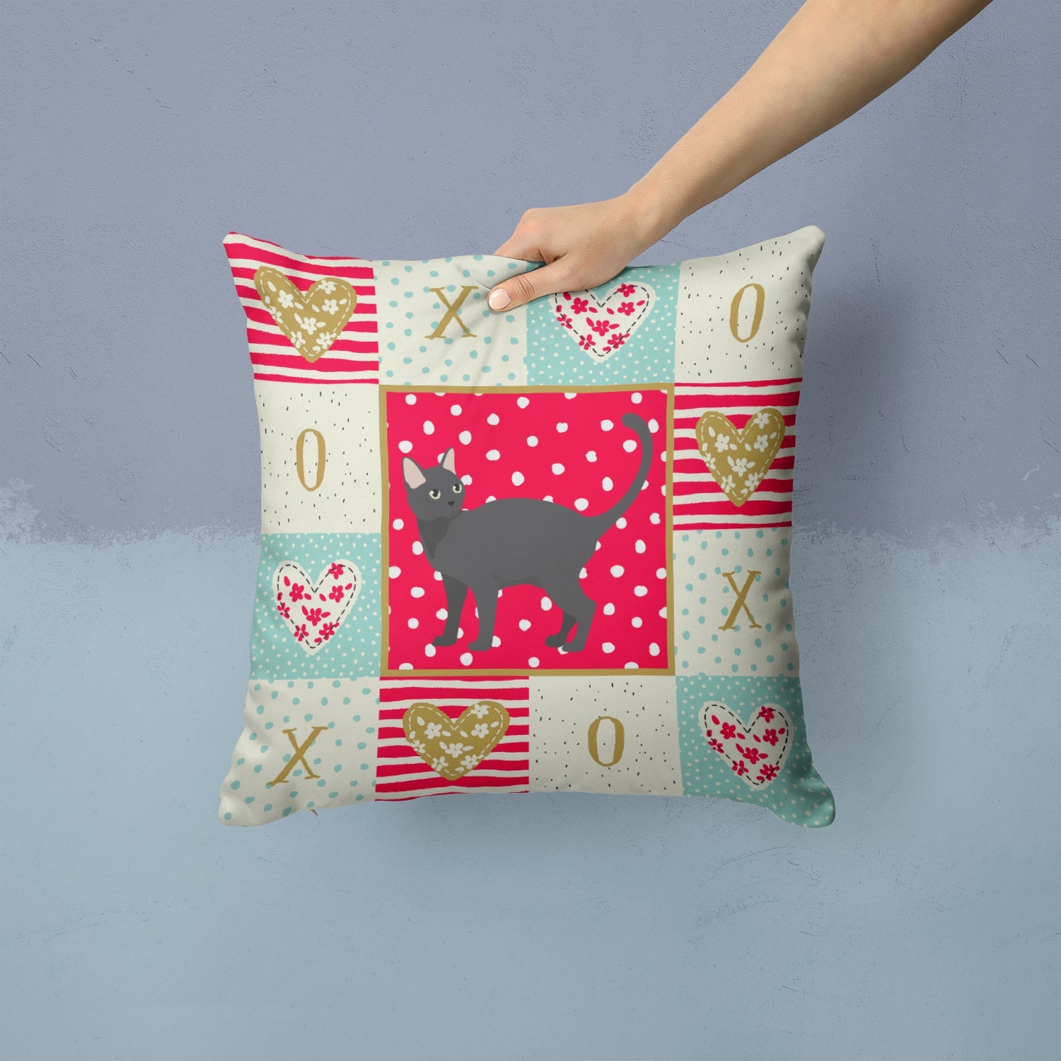 Malayan #2 Cat Love Decorative Throw Pillow 14x14 Indoor Outdoor Accent Cushion, Fabric Cover with Insert for Sofa, Bed, Porch & Living Room