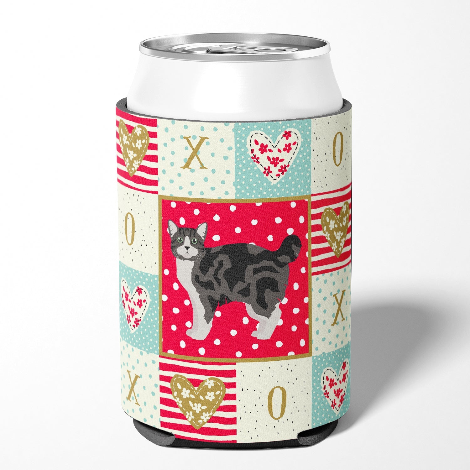 Manx #1 Cat Love Can or Bottle Hugger Cooler Sleeve for Standard 12 oz Cans, Insulated Foam Beer & Soda Can Hugger Reusable