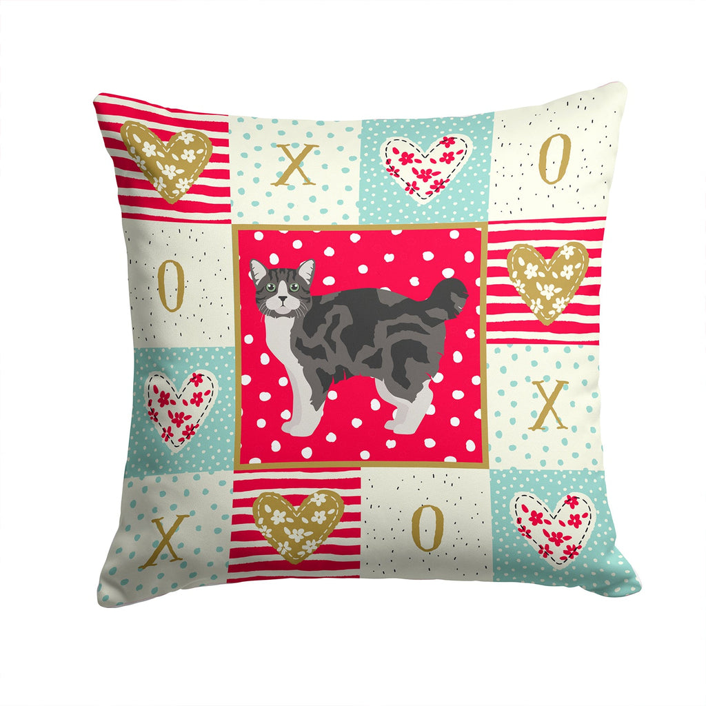 Manx #1 Cat Love Decorative Throw Pillow 14x14 Indoor Outdoor Accent Cushion, Fabric Cover with Insert for Sofa, Bed, Porch & Living Room