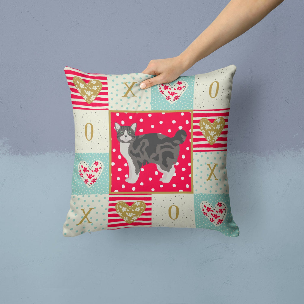 Manx #1 Cat Love Decorative Throw Pillow 14x14 Indoor Outdoor Accent Cushion, Fabric Cover with Insert for Sofa, Bed, Porch & Living Room