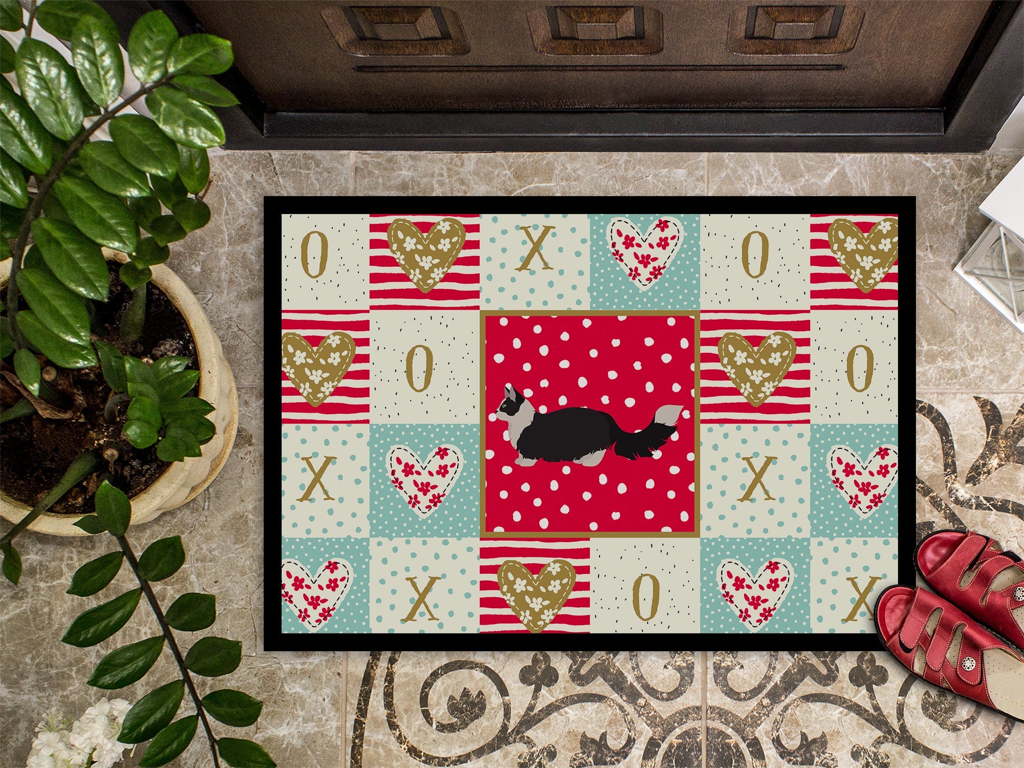 Napoleon #2 Cat Love Doormat Indoor Outdoor 18H X 27W Front Door Mat Rugs for Entryway, Non Slip Washable